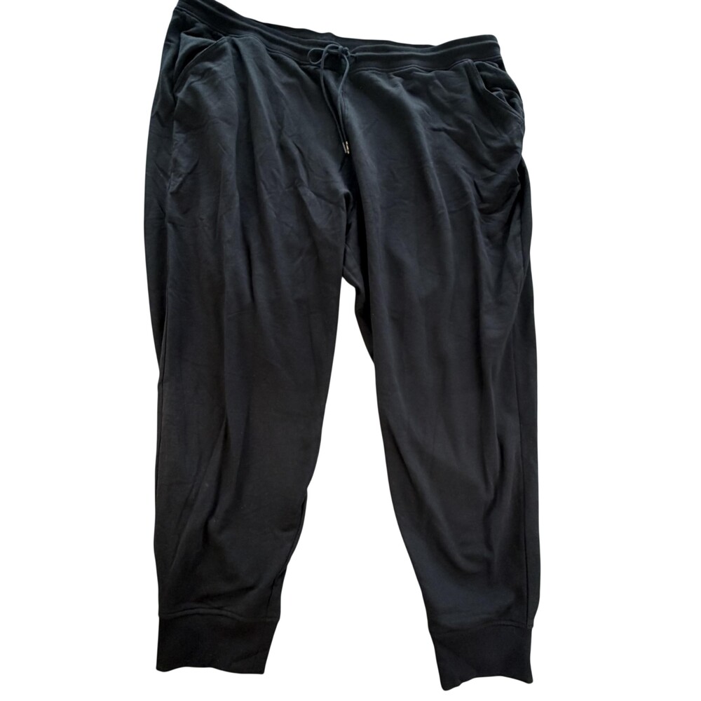Eddie Bauer Pants Womens 3X Black Cozy Camp Fleece Jogger Drawstring Pockets
